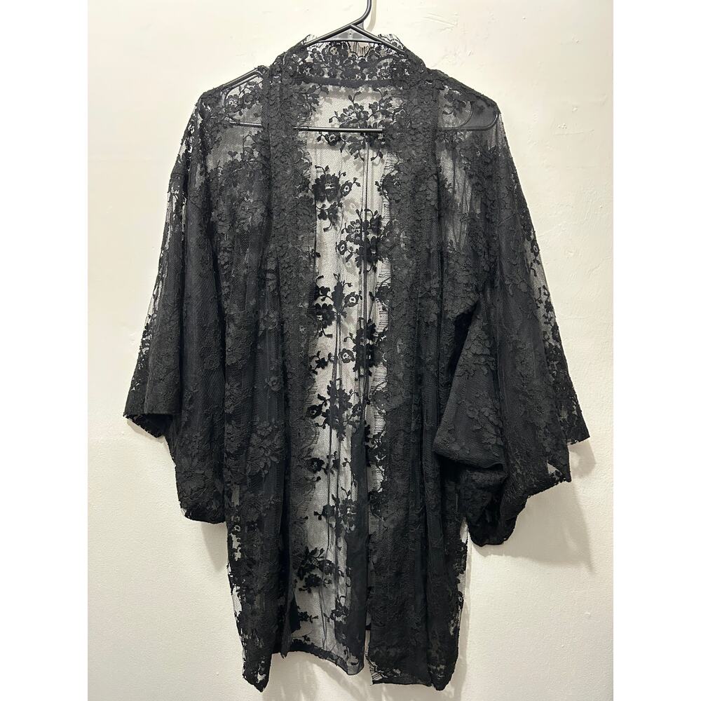 Agent Provocateur Blk Kimono Luxury Lace Matinee Robe O/S Lingerie *Missing Belt